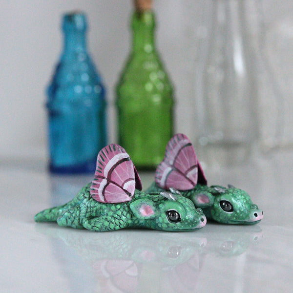 Pink Winged Bored Dragon Figurine