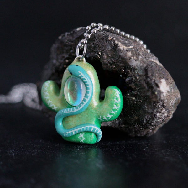 Aura Quartz Cactus Necklace