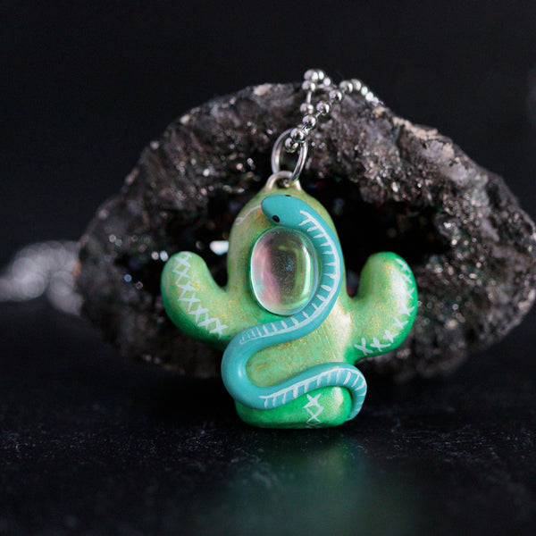 Aura Quartz Cactus Necklace