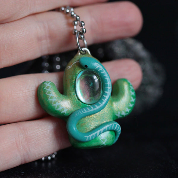 Aura Quartz Cactus Necklace