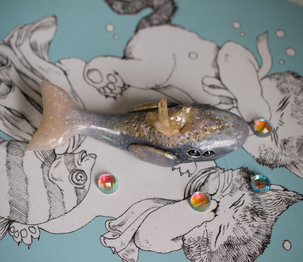Crystal Opal Whale Figurine
