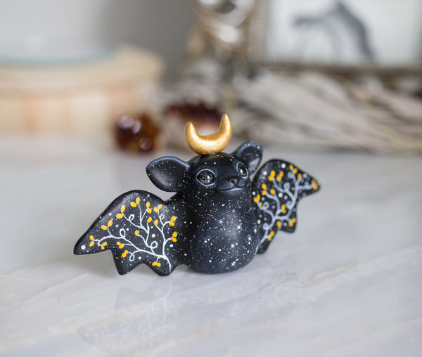 Gold Moon Bat Figurine
