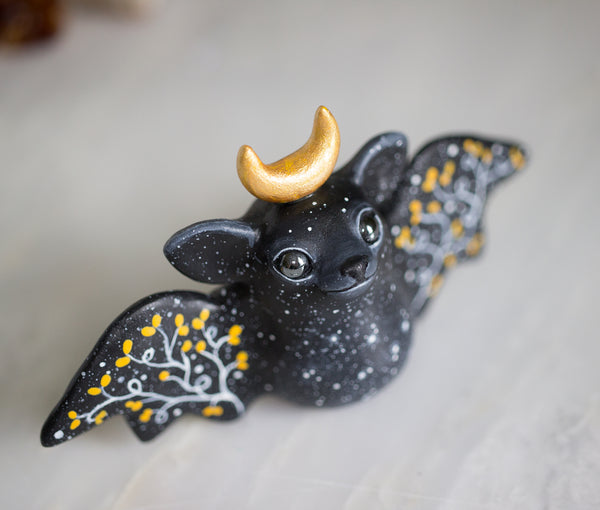 Gold Moon Bat Figurine