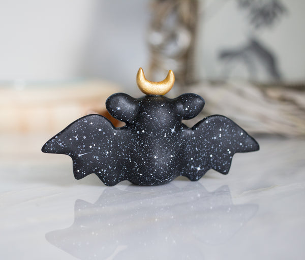 Gold Moon Bat Figurine
