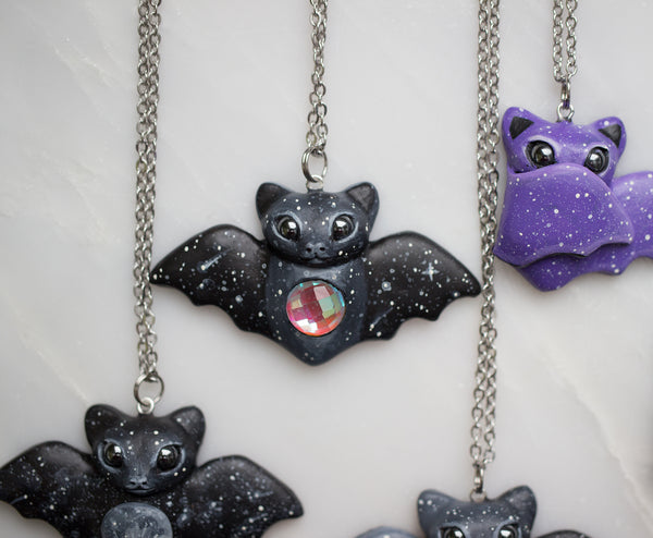 Aura Quartz Bat Necklace