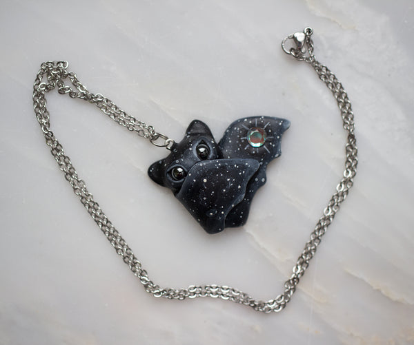 Baby Aura Quartz Bat Necklace