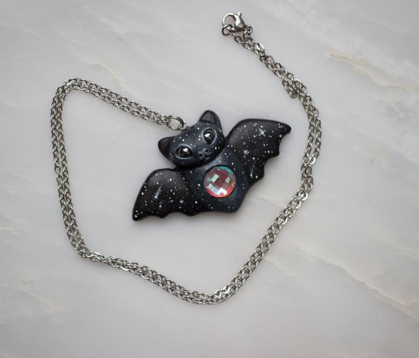 Aura Quartz Bat Necklace