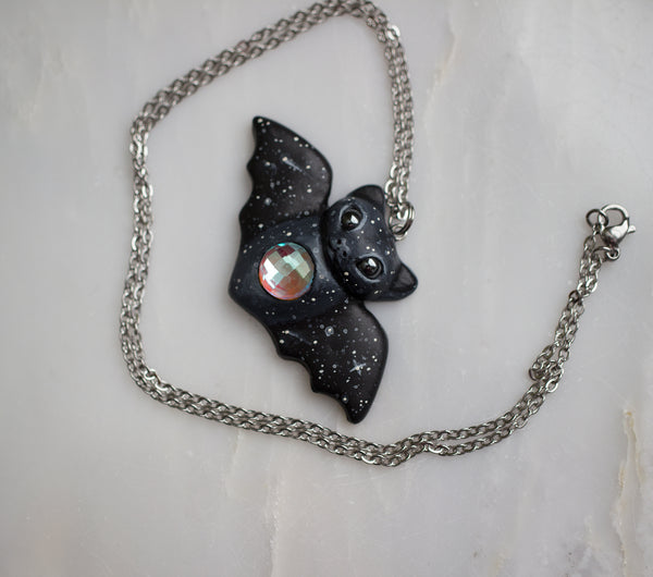 Aura Quartz Bat Necklace