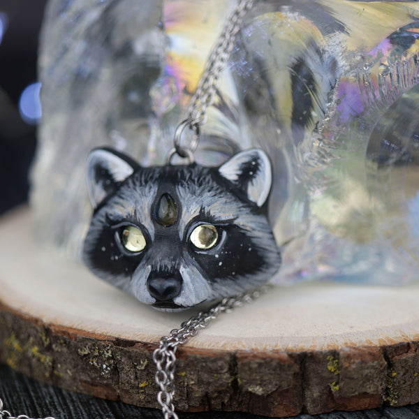 Full Realistic Face Raccoon Necklace