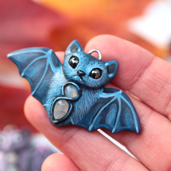 Dark Blue Bat Necklace