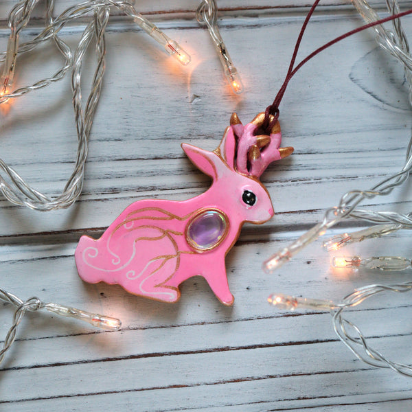 Pink Jackalope Ornament