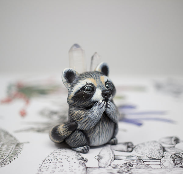 Crystal Raccoon Figurine