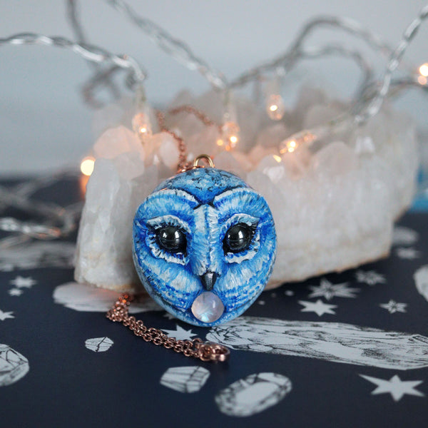 Blue Moon Owl Necklace