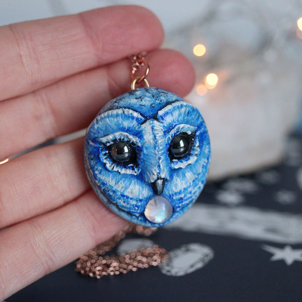 Blue Moon Owl Necklace