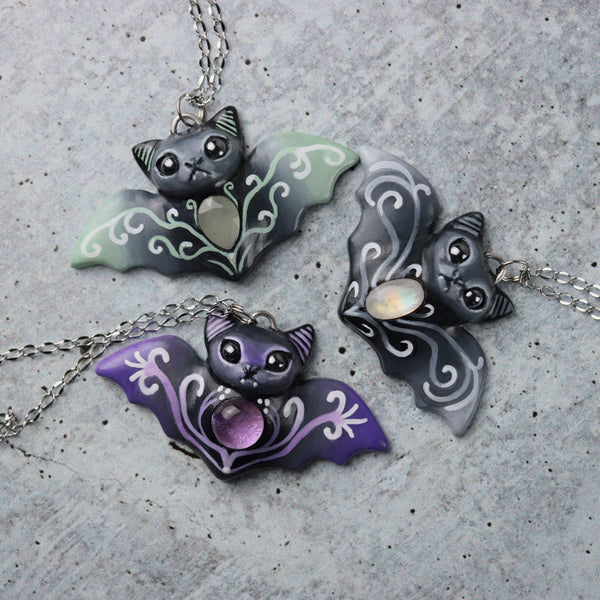 Aquamarine Bat Necklace