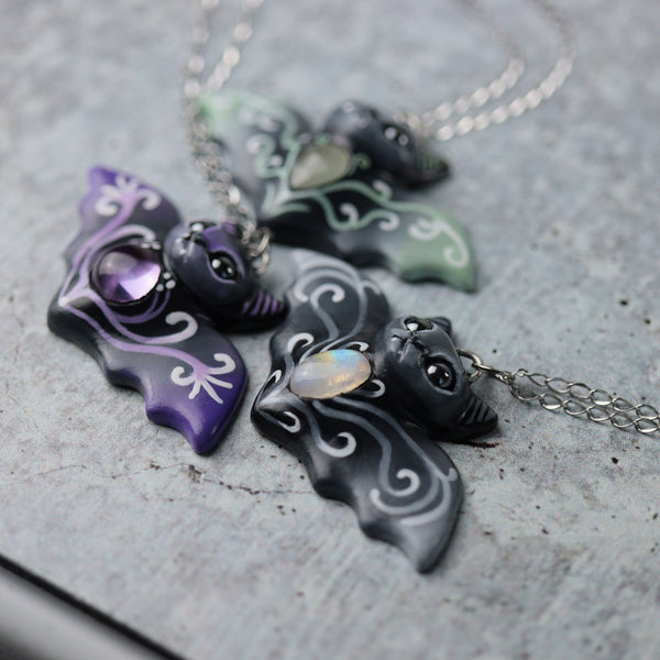 Aquamarine Bat Necklace