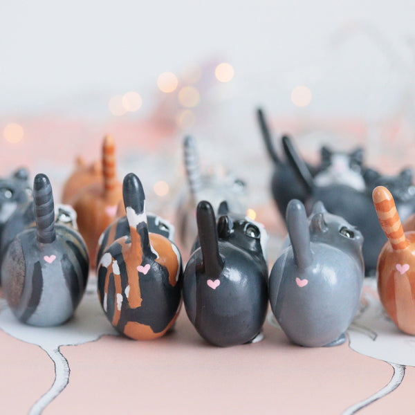 Grey Heart Kitty Figurine