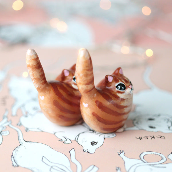 Orange Tabby Heart Kitty Figurine