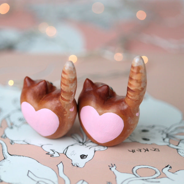 Orange Tabby Heart Kitty Figurine