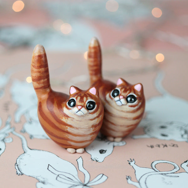 Orange Tabby Heart Kitty Figurine