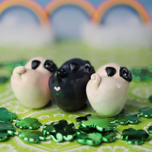 Black Heart Pug Figurine
