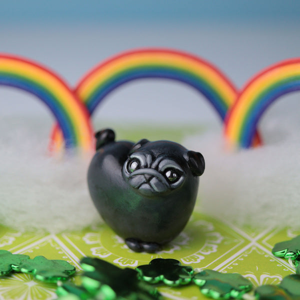 Black Heart Pug Figurine