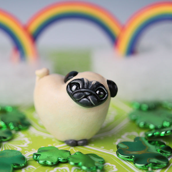 Fawn Heart Pug Figurine