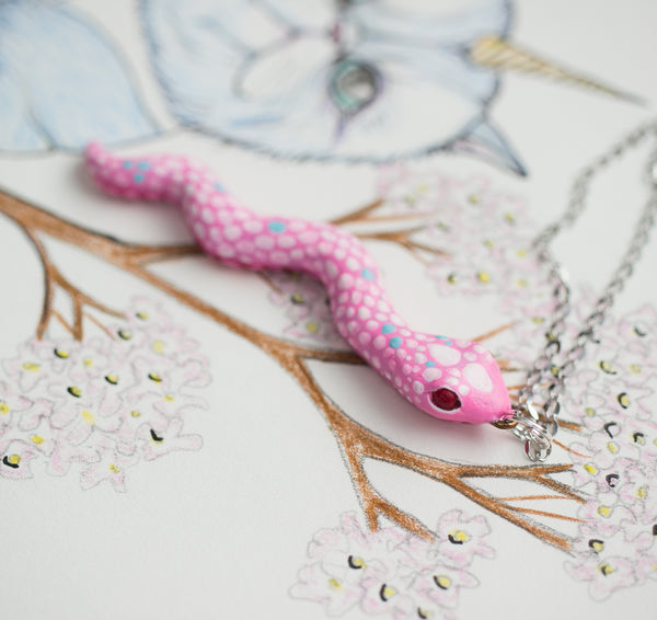 Pink snake necklace