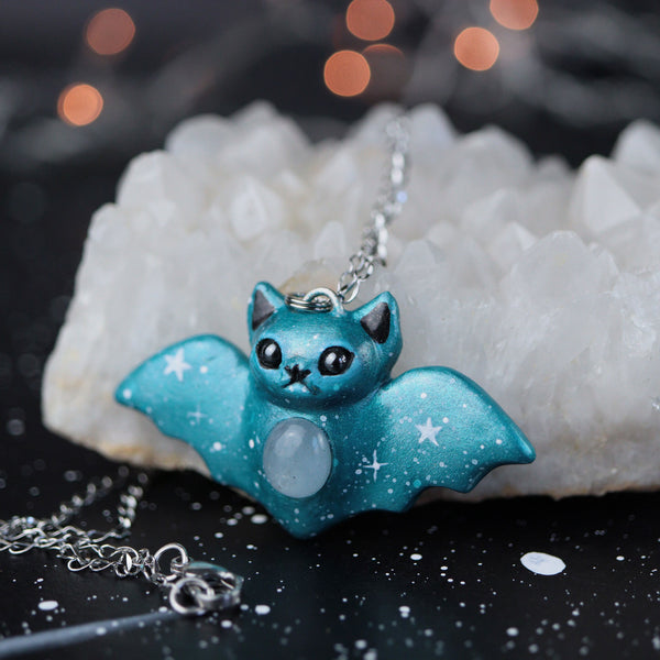 Aquamarine Bat Necklace