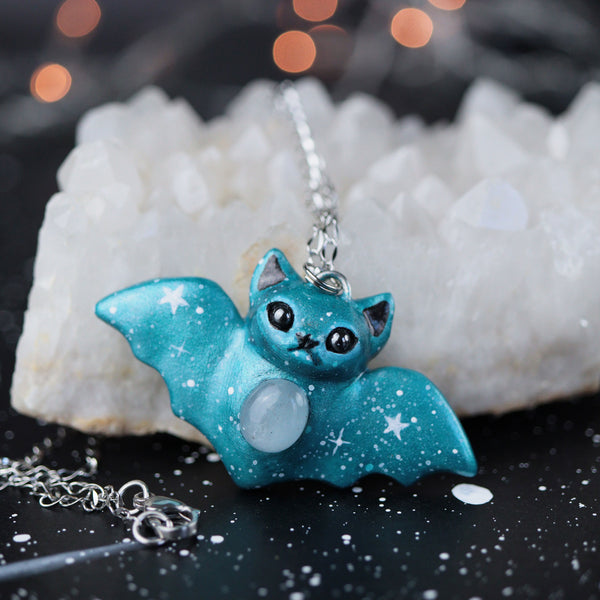 Aquamarine Bat Necklace