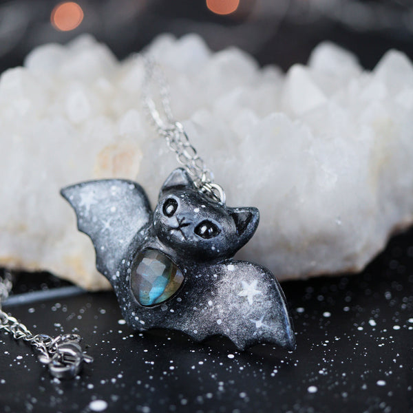 Blue Labradorite Bat Necklace