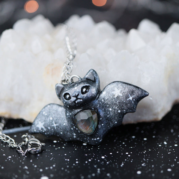 Blue Labradorite Bat Necklace