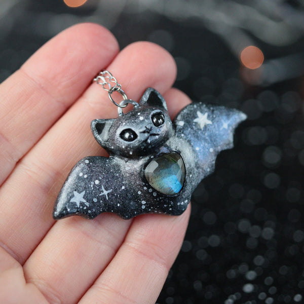 Blue Labradorite Bat Necklace