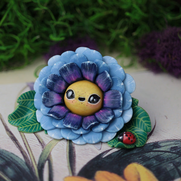 Blue Happy Flower Figurine
