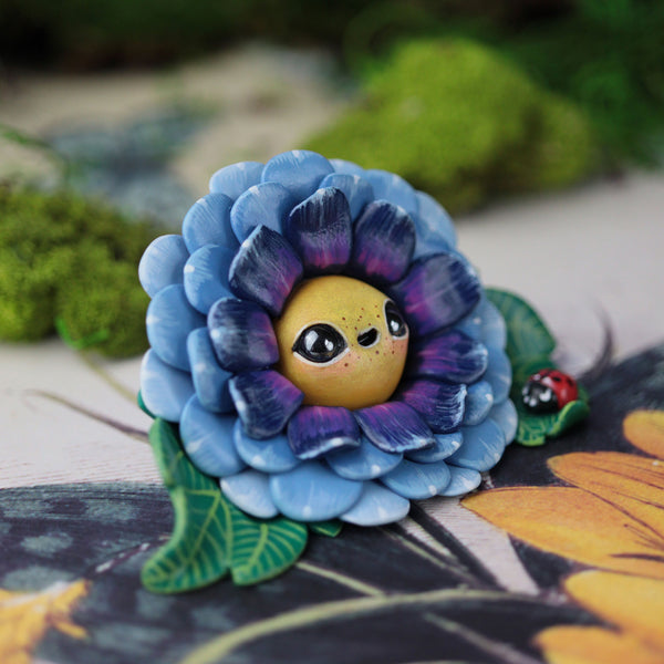 Blue Happy Flower Figurine