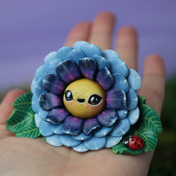 Blue Happy Flower Figurine