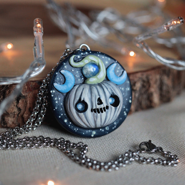 Blue Moon Medallion Necklace