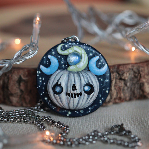 Blue Moon Medallion Necklace