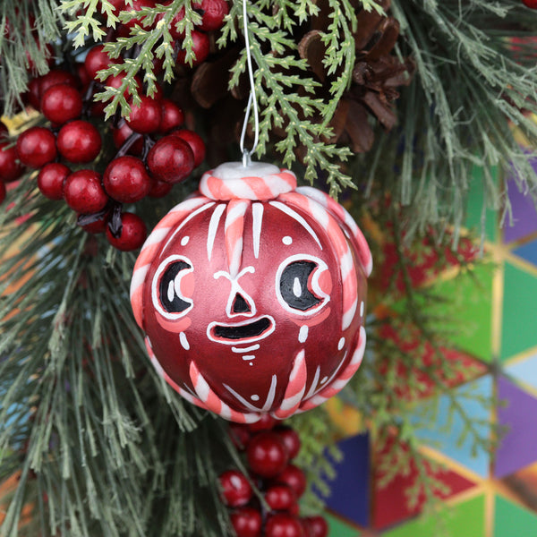 Candy Cane Jack-o-bauble Christmas Ornament