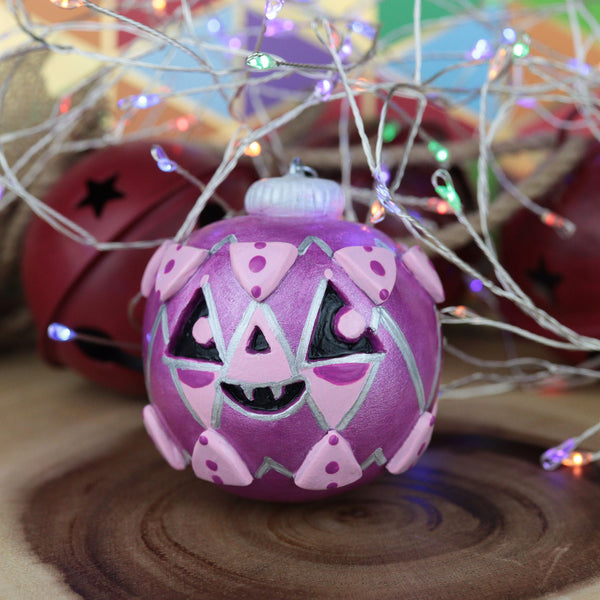 Pink Jack-o-bauble Christmas Ornament