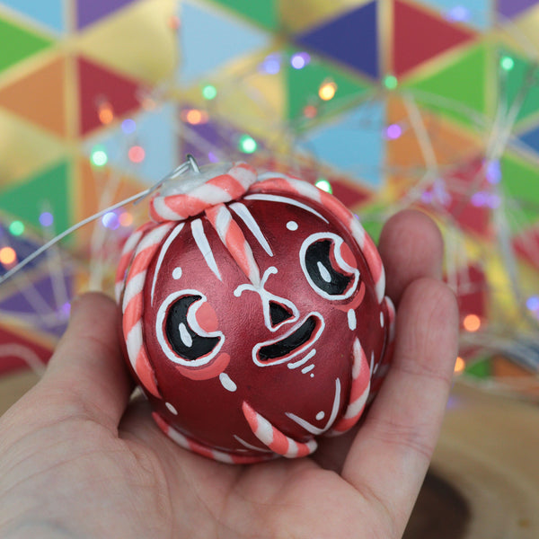Candy Cane Jack-o-bauble Christmas Ornament