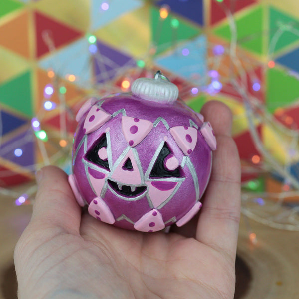 Pink Jack-o-bauble Christmas Ornament