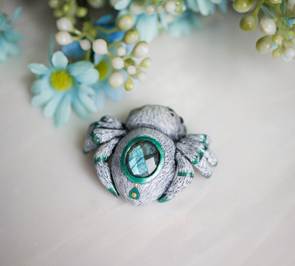 Blue Labradorite Spider Figurine