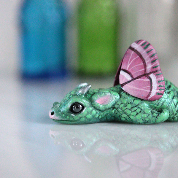 Pink Winged Bored Dragon Figurine