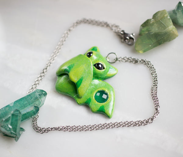 Green Onyx Bat Necklace