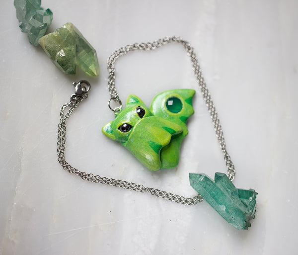 Green Onyx Bat Necklace