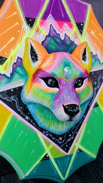 Retrowave Wolf Painting