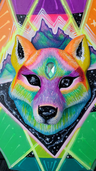 Retrowave Wolf Painting