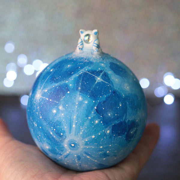 RESERVED - Blue moon orb with dogonaut