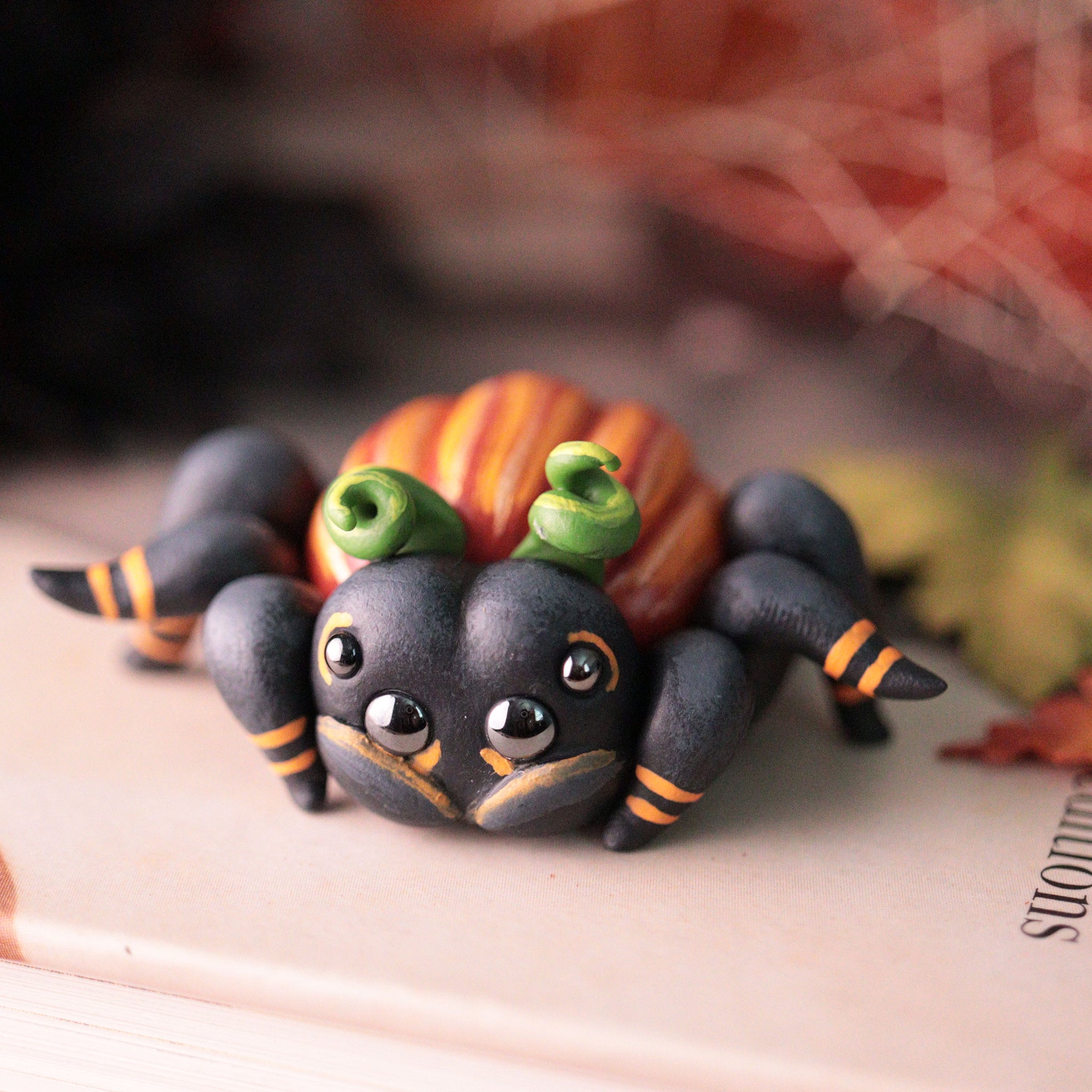 Pumpkin Spider Figurine